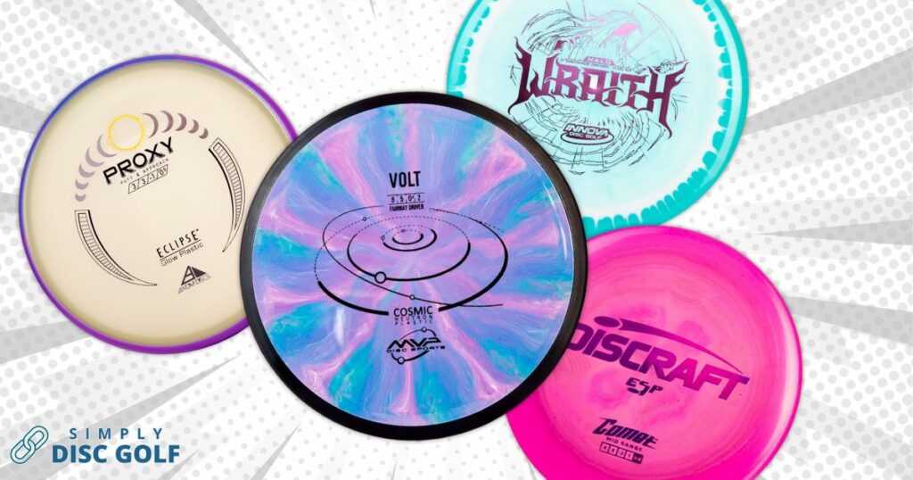 Four disc golf discs representing our pick for the best backhand discs