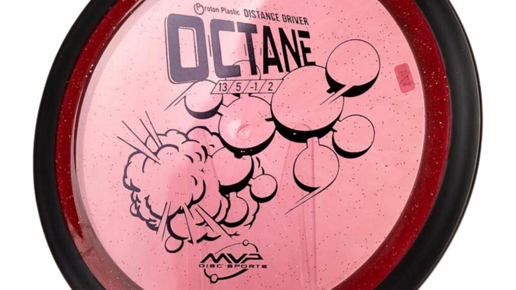 A maroon colored MVP Octane disc