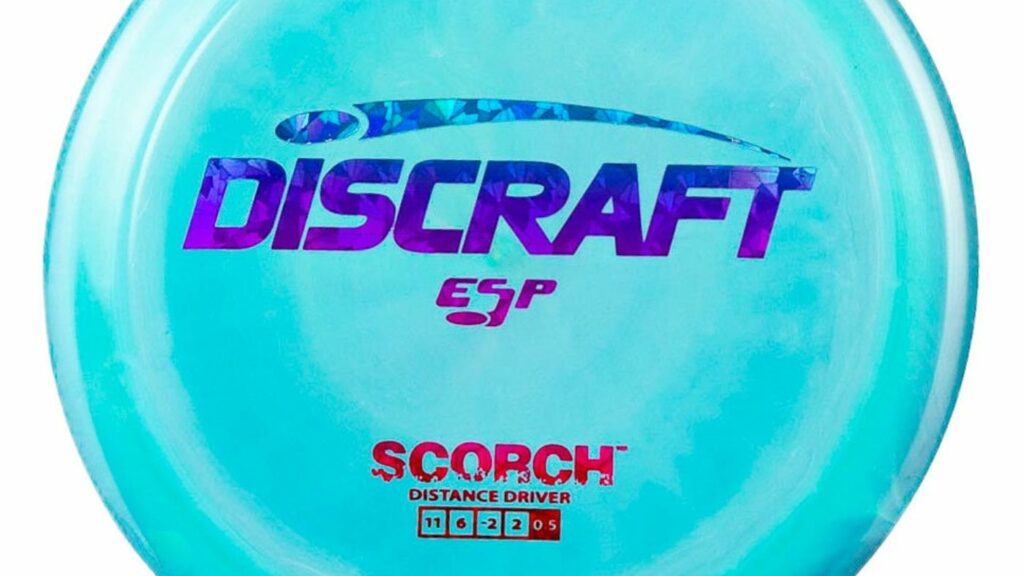 A blue discraft ESP Scorch with multicolor stamp 