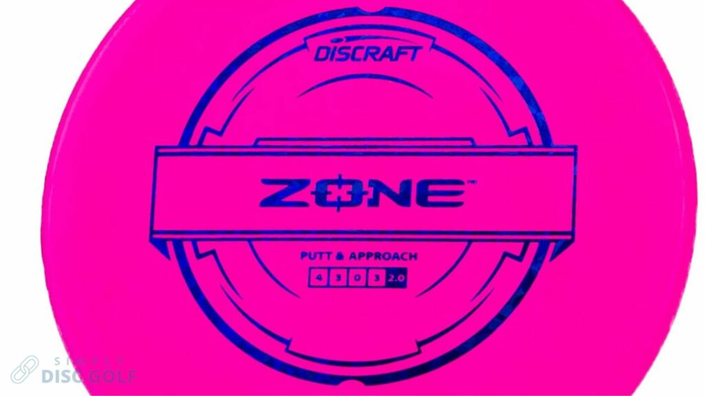 A Pink Discraft Zone Putter with Blue Stamp