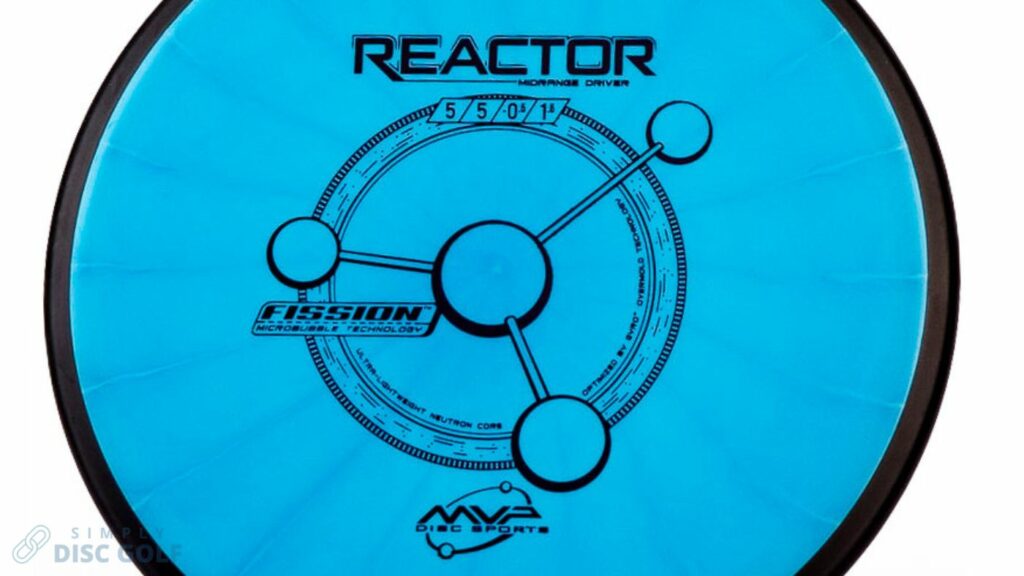 A blue MVP Fission Reactor with black stamp and rims 