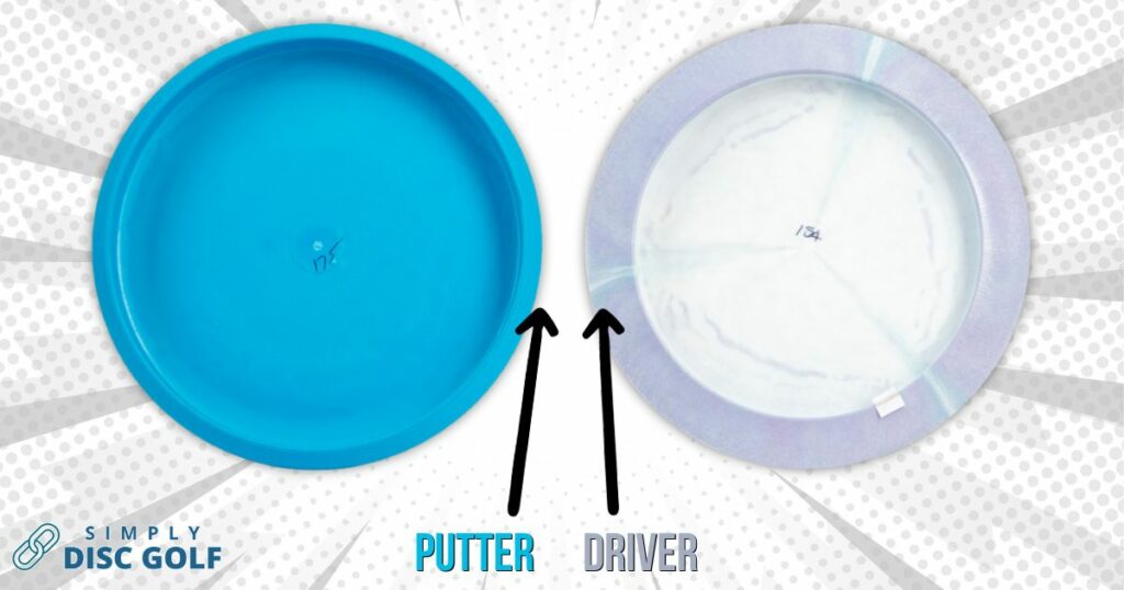 The rim of a putter next to a driver